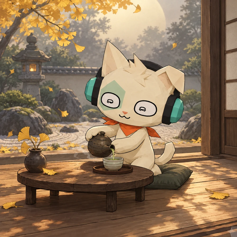 KOYO pouring tea on a quiet veranda